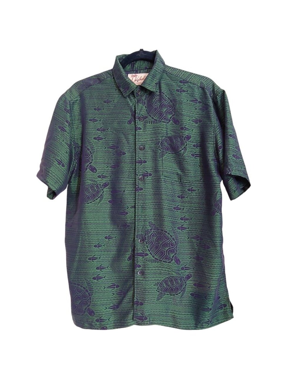 Kahala Honu Aloha Shirt Mens Two Tone Jacquard Hawaiian Turtle Resort S